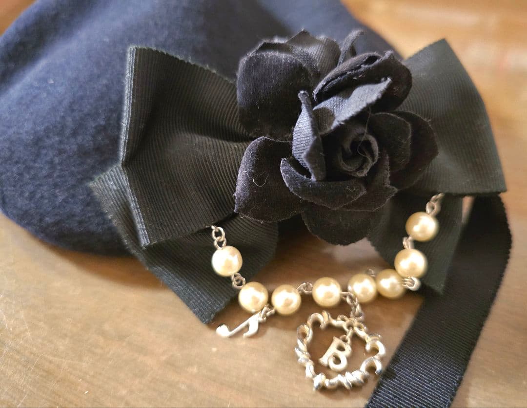 BABY,THE STARS SHINE BRIGHT　薔薇リボンベレー帽　黒