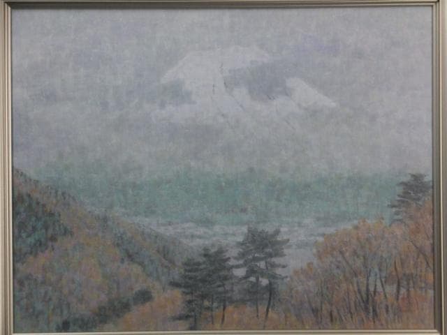 扇 敏之　落款印譜　共シール『富士展望』日本画　岩絵具彩色 10号 0801D