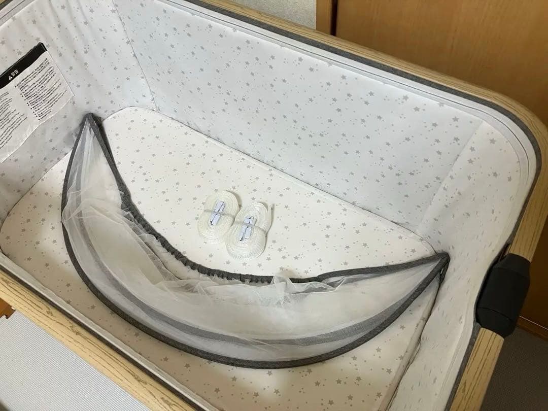 ベビーベッド グレー 布製