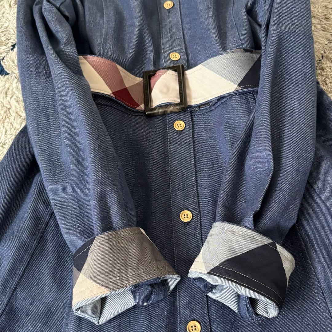 【極美品✨】ブルーレーベルクレストブリッジ　シャツワンピース　ベルト　チェック