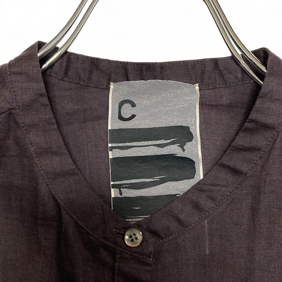 【美品】CHAOS リガーラミーバンドカラーシャツ リネン100% ブラウン