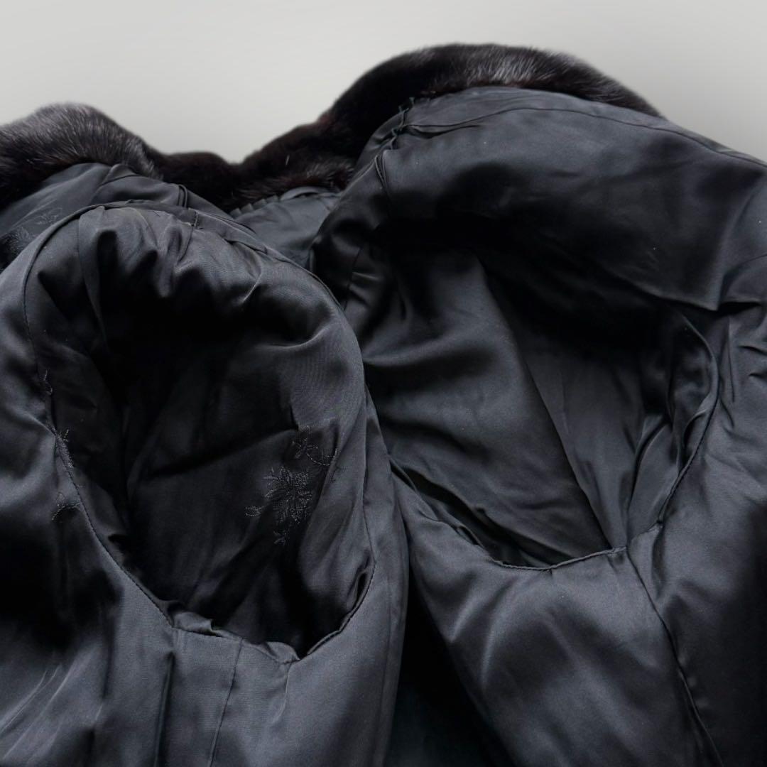 毛皮☆ブラックミンク MINK ファーコート なめし柔らか ハーフコート 11号