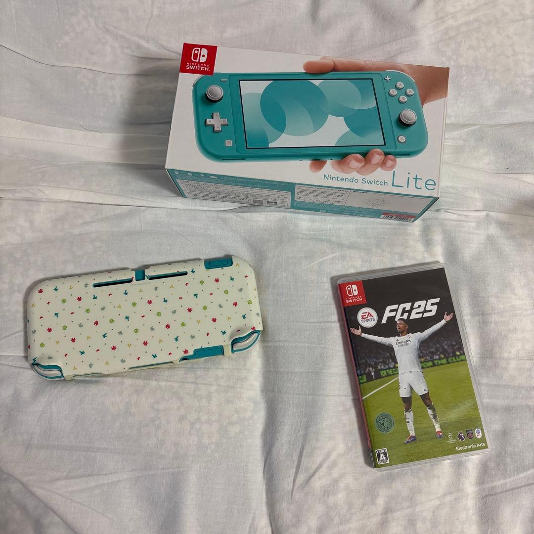 Nintendo Switch Lite ターコイズ ケース付き　fc25セット