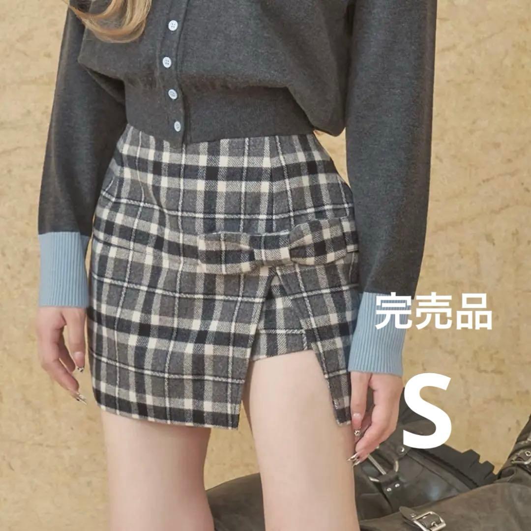 ダーリッチ スリットチェックリボンミニスカート