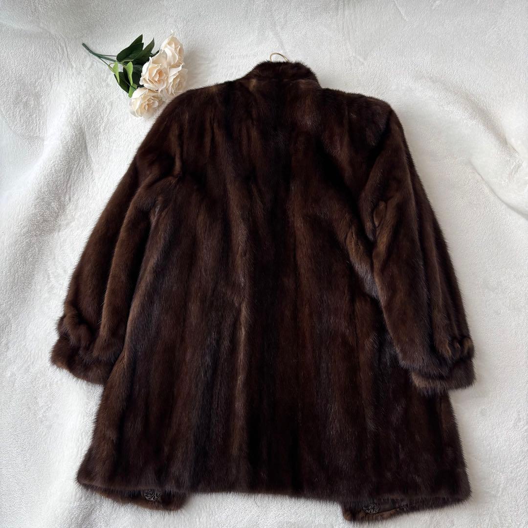 サガミンク 2145 JINDO 毛皮 リアルファーコート ブラウン 9号