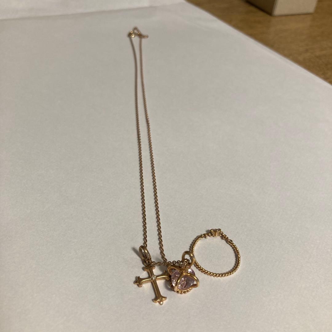 ノジェス　王冠、十字架のチャームセット(チェーン付) ＋リング