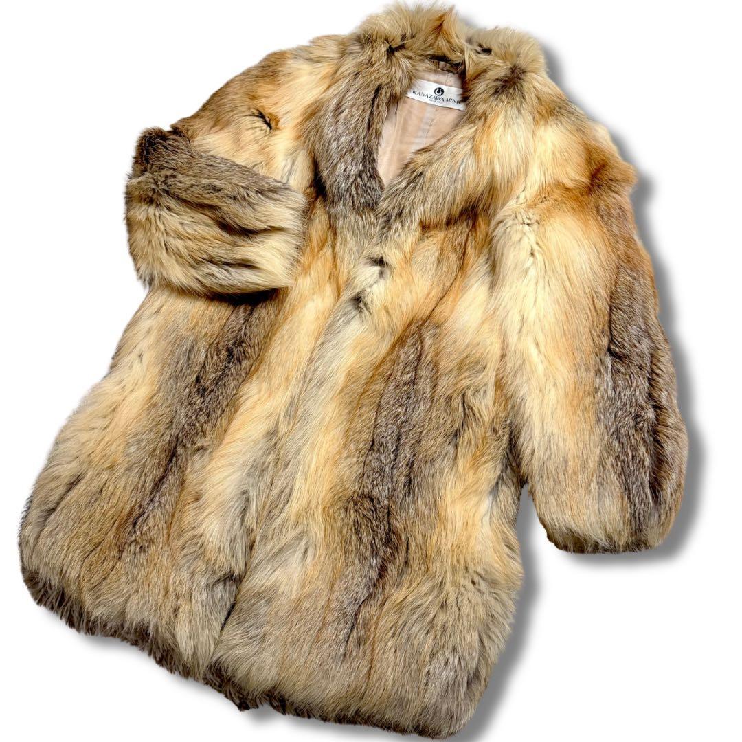 希少✨着丈90cm！●ゴールデンシルバーフォックス リアルファーコート 本毛皮