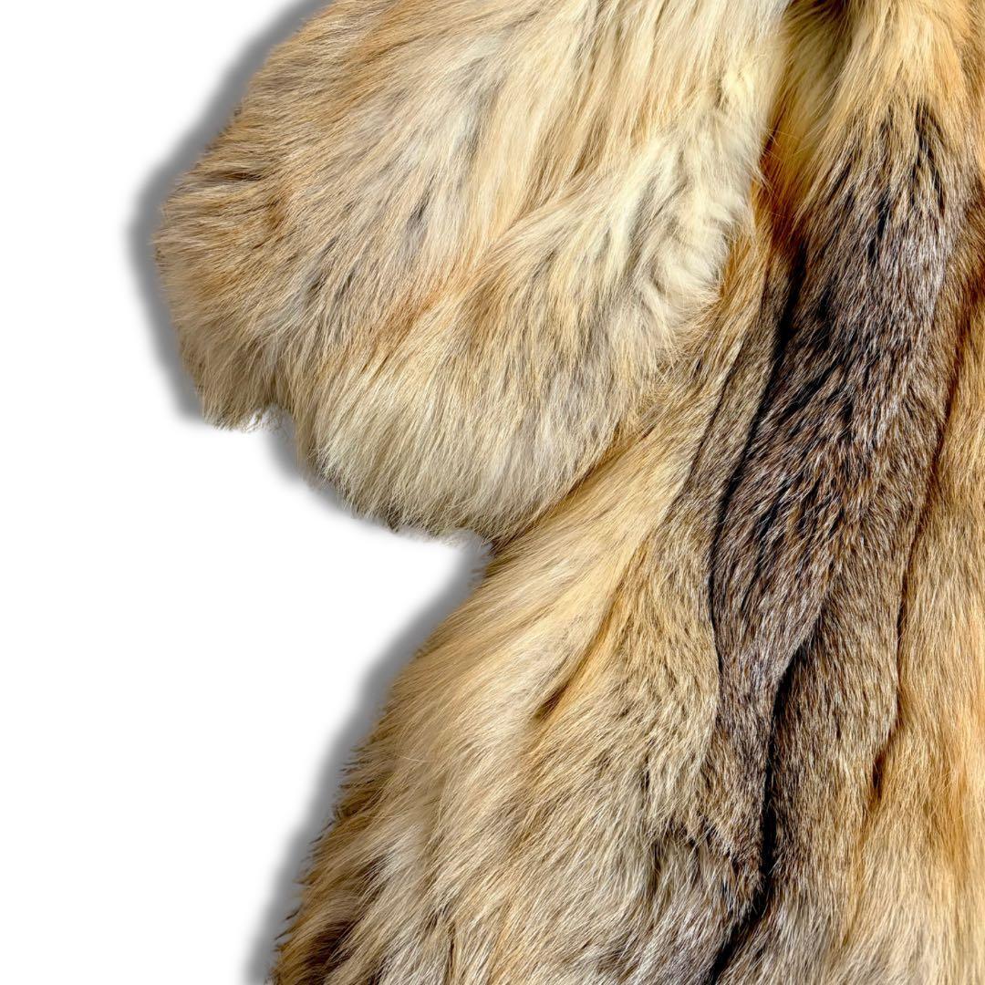 希少✨着丈90cm！●ゴールデンシルバーフォックス リアルファーコート 本毛皮