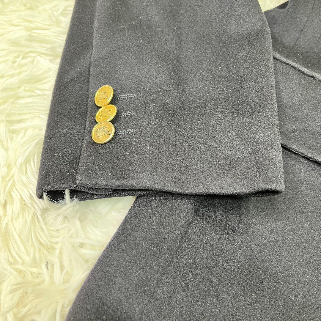 美品✨バーバリー　カシミヤ100% ダブルテーラードジャケット　金ボタン　黒　L