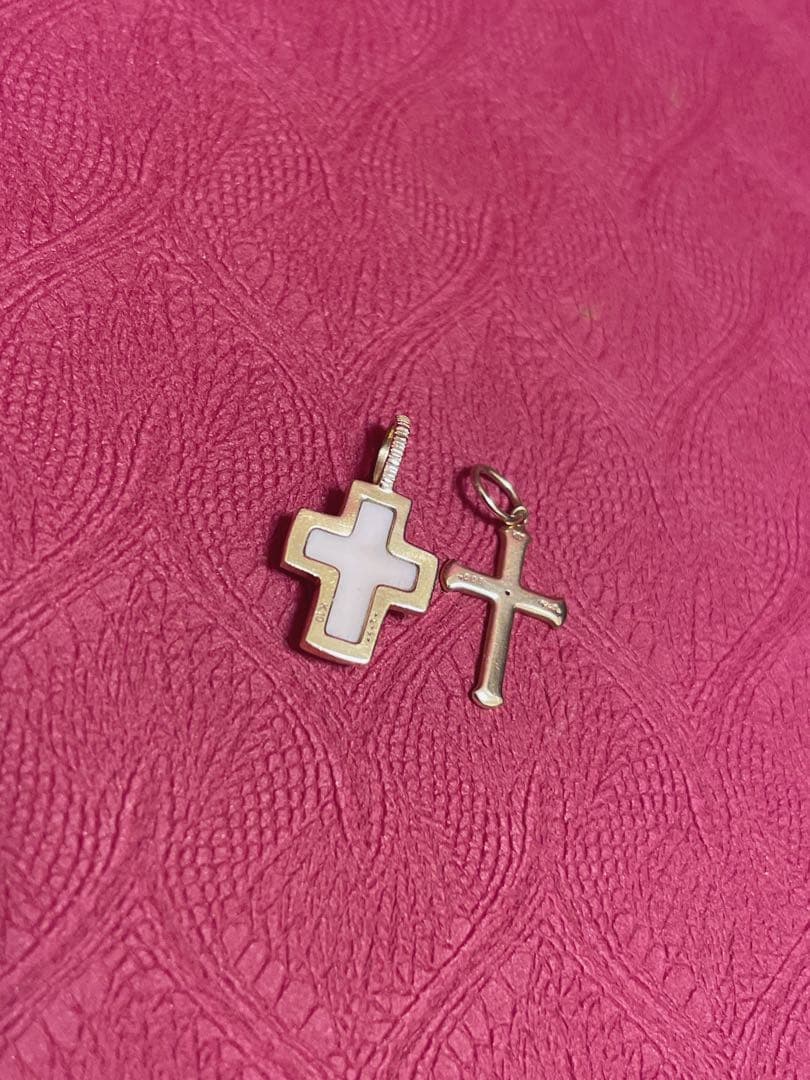 2つ！　ageteK10コンクシェル クロス　ネックレスチャーム 美品