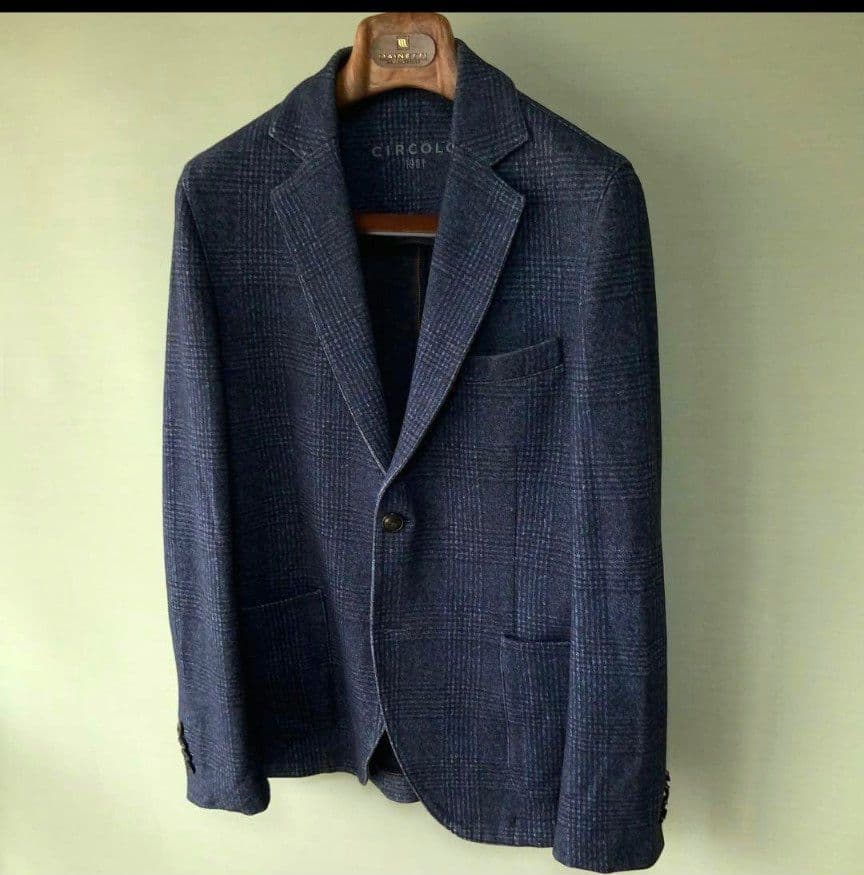 CIRCOLO1901チルコロ ジャージジャケット 44 ネイビーグレンチェック