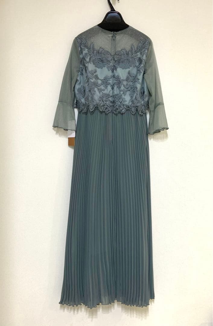 ドリードール メロースリーブ×プリーツドレス　ライトカーキ　グリーン　ミント　緑