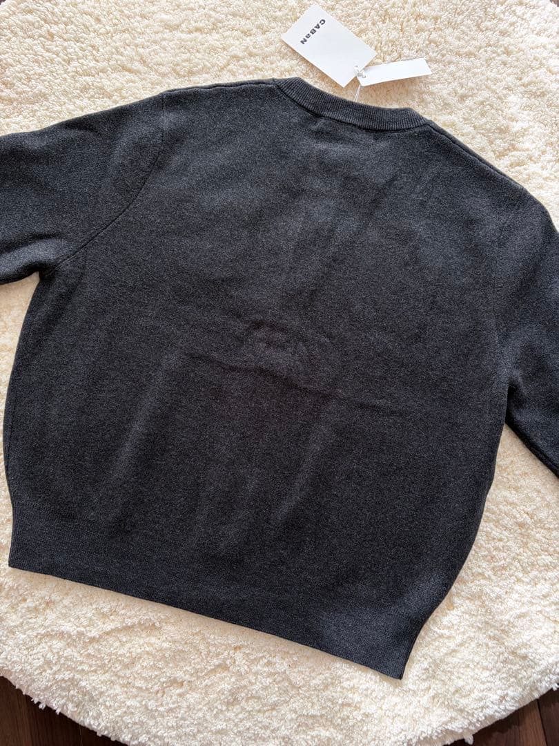 CABaN コットンカシミヤ クルーネックカーディガン チャコールグレー