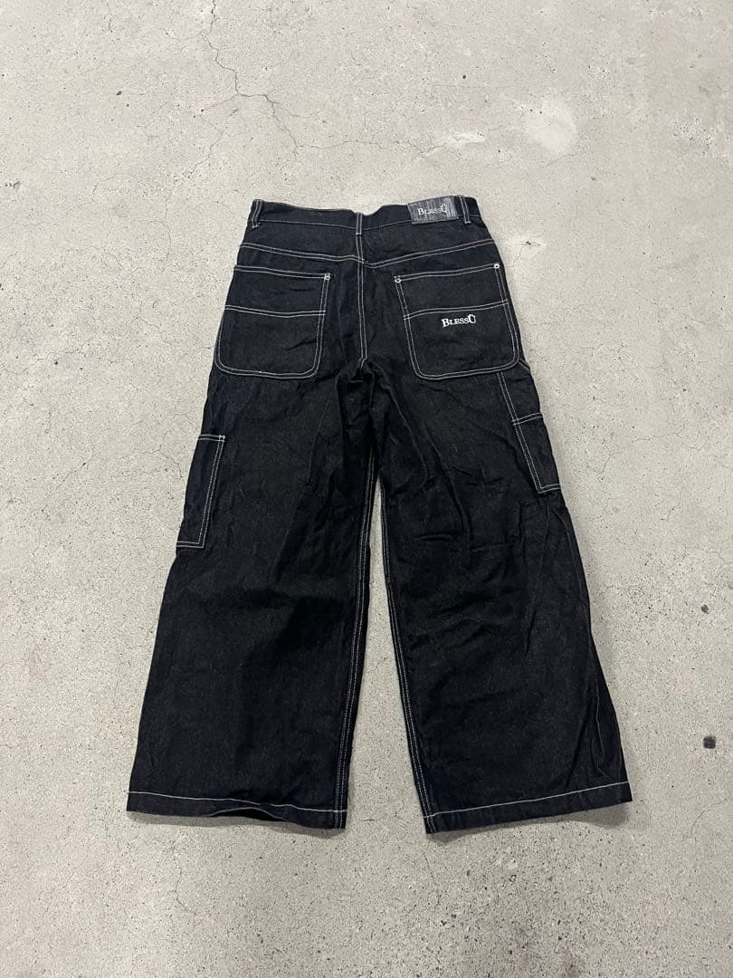 【BLESSUブレスユー】ダブルニーリジットデニムパンツ ブラック L 完売品