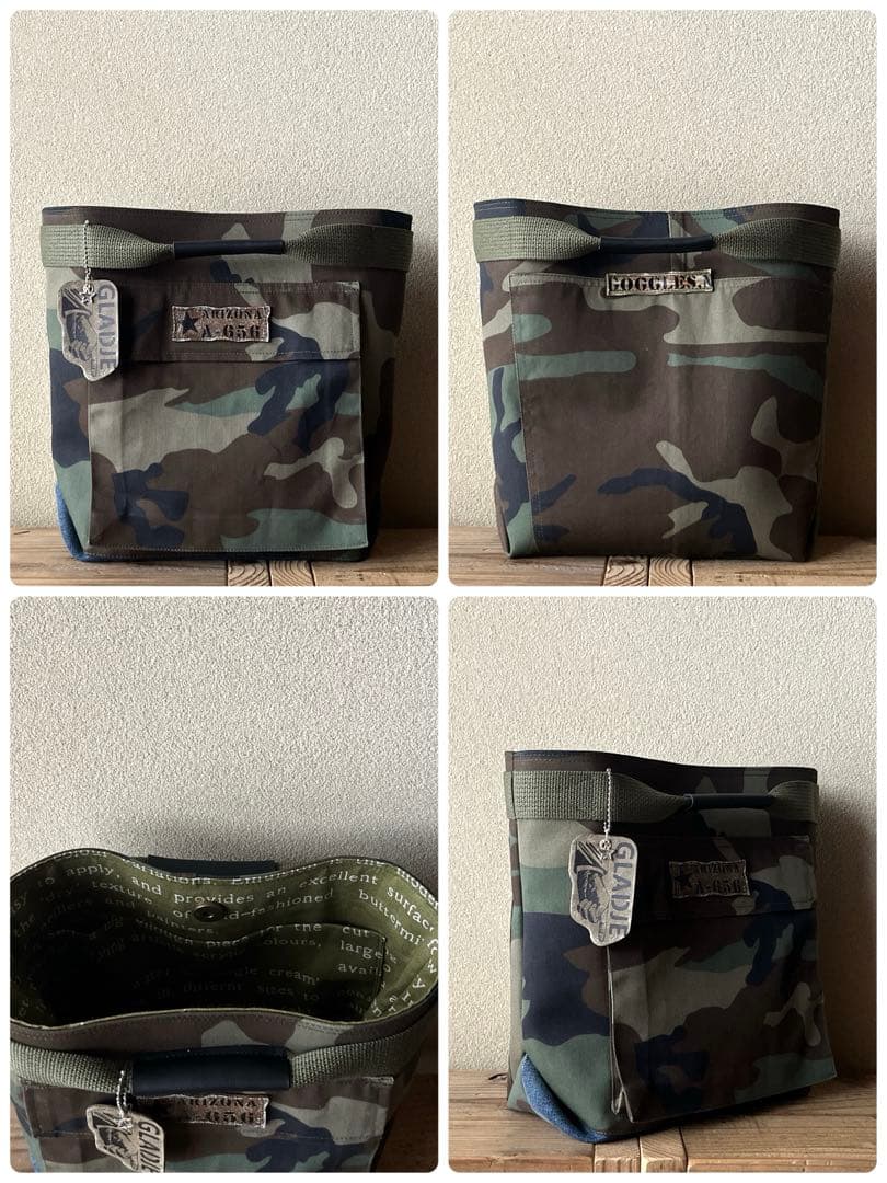 ★専用です★デニムリメイクバッグ　迷彩　ヒッコリー