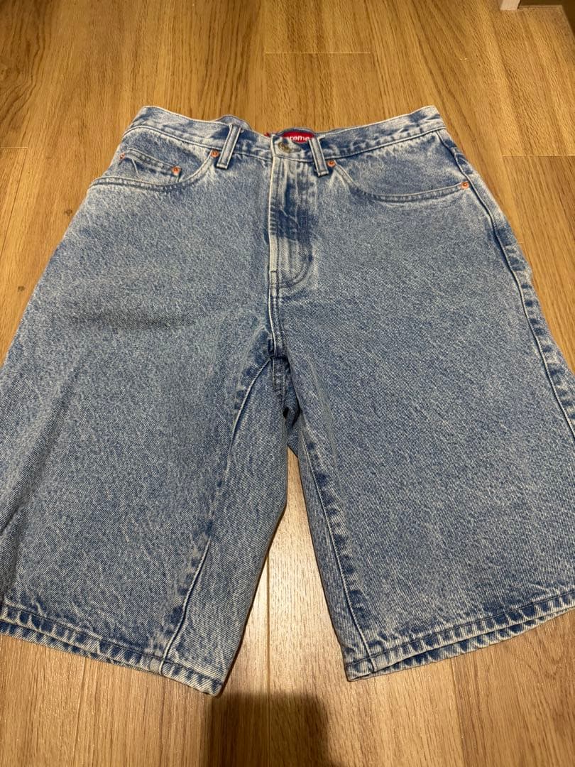 パンツ supreme baggy denim short Washed Blue