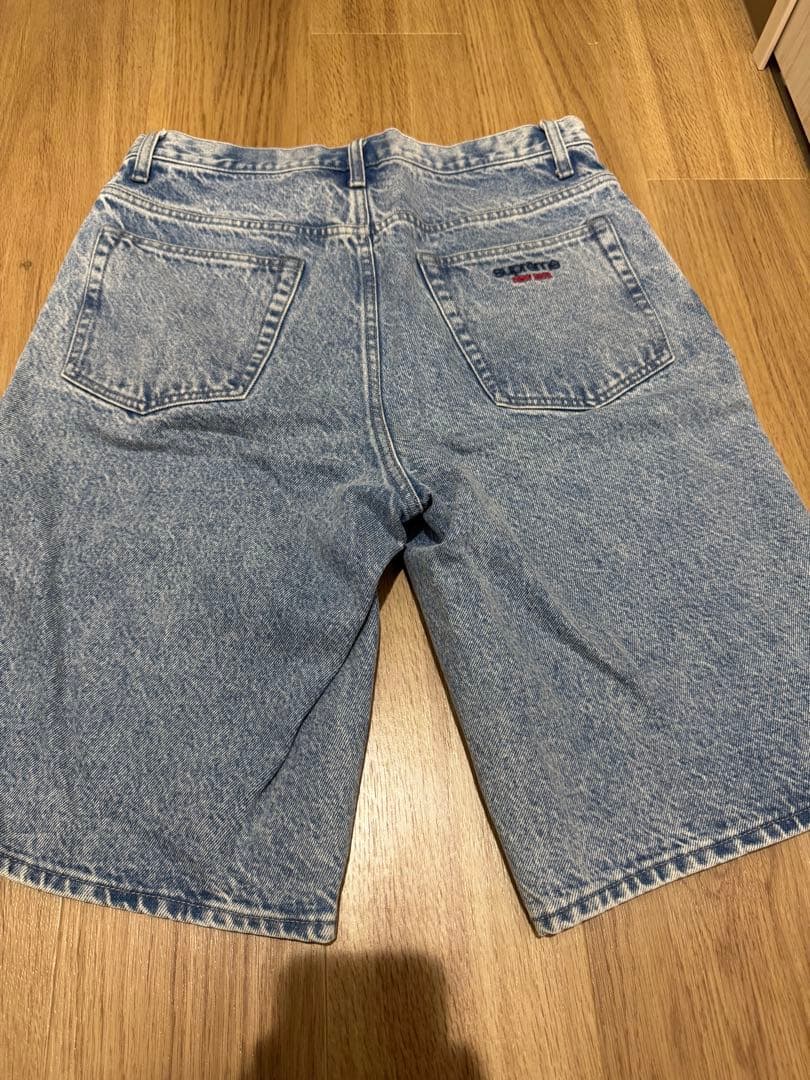 パンツ supreme baggy denim short Washed Blue