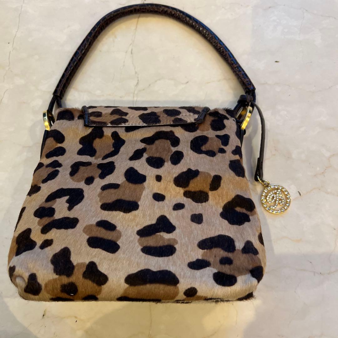 ブルマリン　ヒョウ柄ビジュー付きハンドバッグ