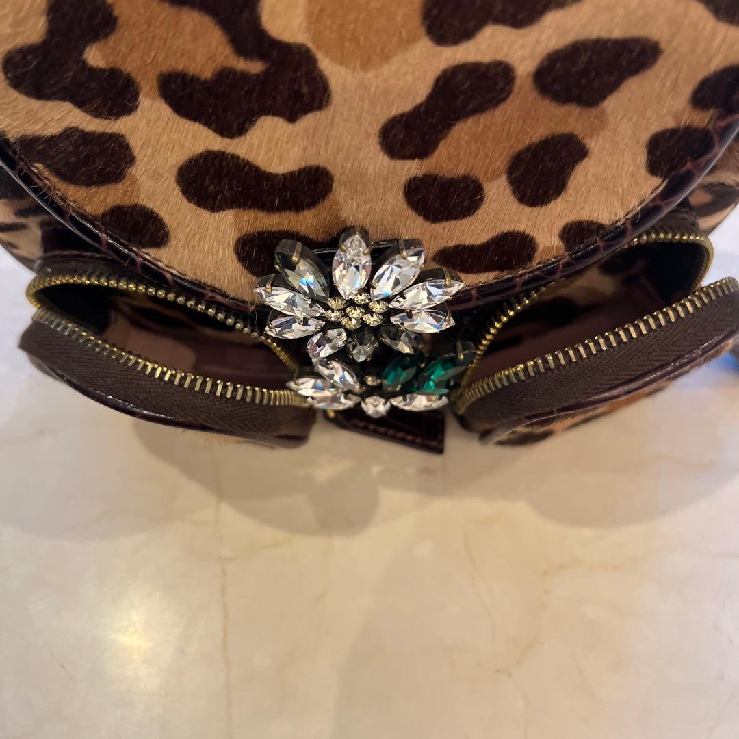 ブルマリン　ヒョウ柄ビジュー付きハンドバッグ