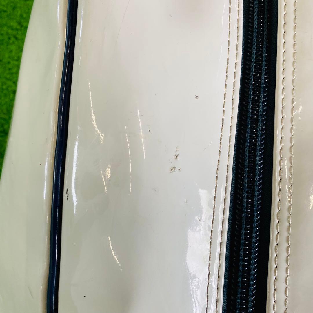 【人気＊定番 】PEARLY GATES　エナメルキャディバッグ　ロゴ　紺×白