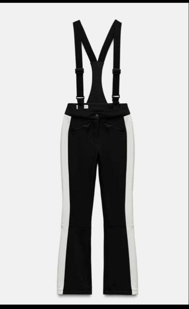 ZARAサスペンダー付きスノーパンツ ブラック/ホワイト