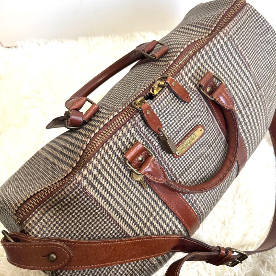 【美品】ポロラルフローレン ボストンバッグ 2way ショルダー 本革 大容量