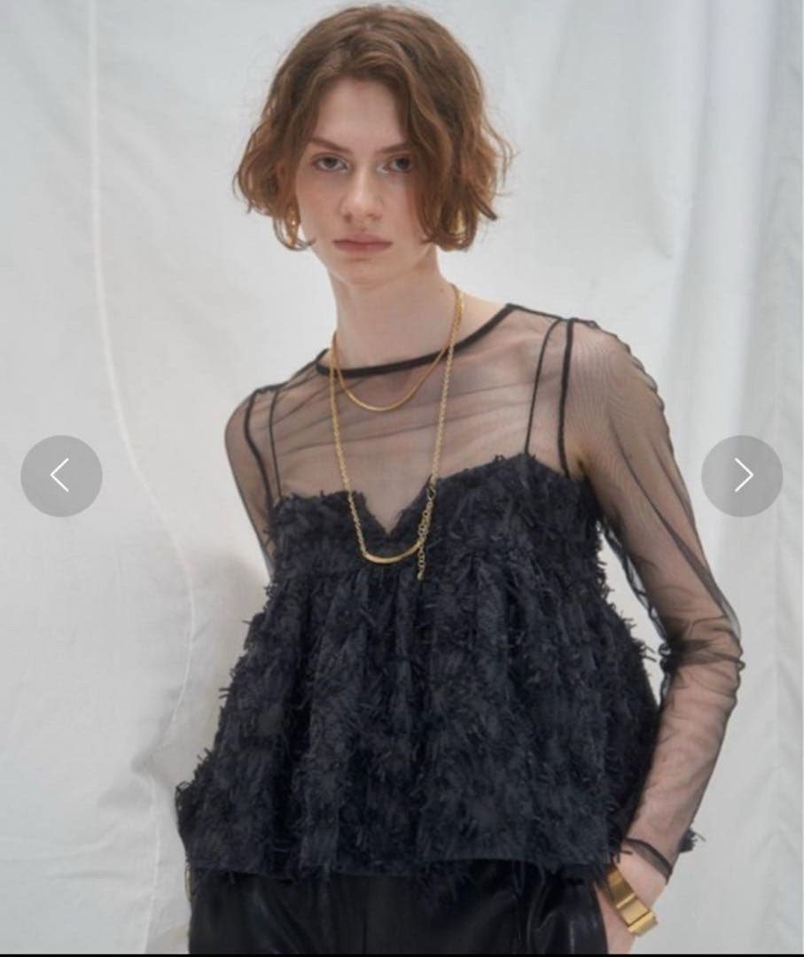 MECRE ジャガードキャミソール　ブラック