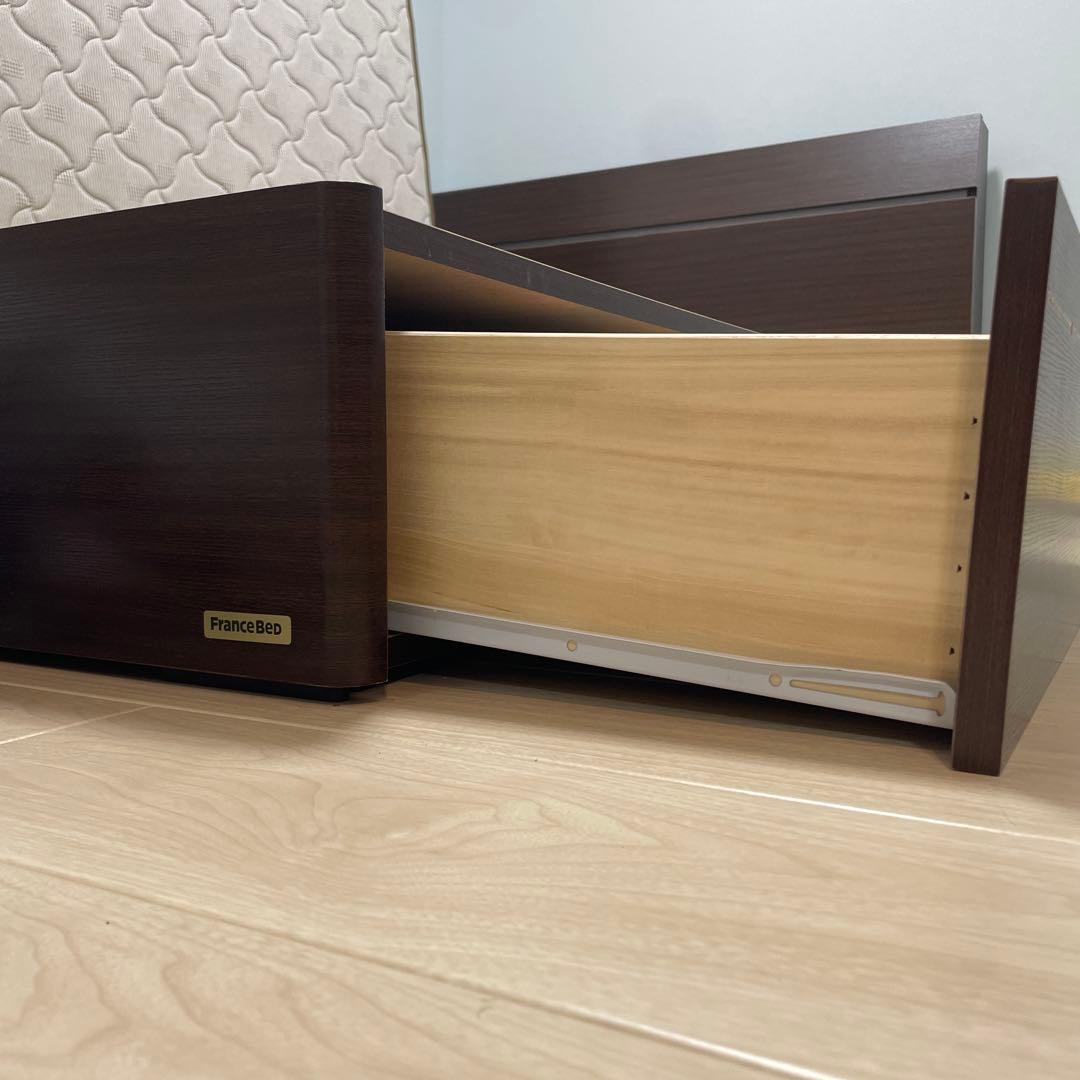 フランスベッド　ダブルベッド　マットレス付き　ベッドフレーム　引き出し