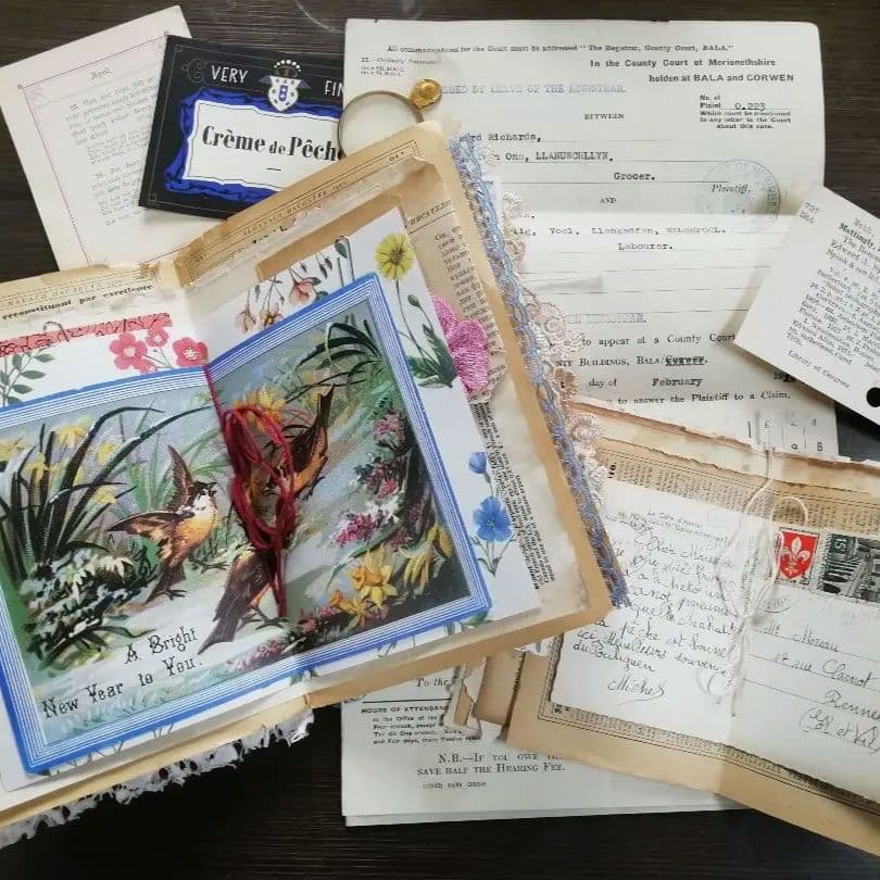 古い紙と青のジャンクジャーナル2冊セット