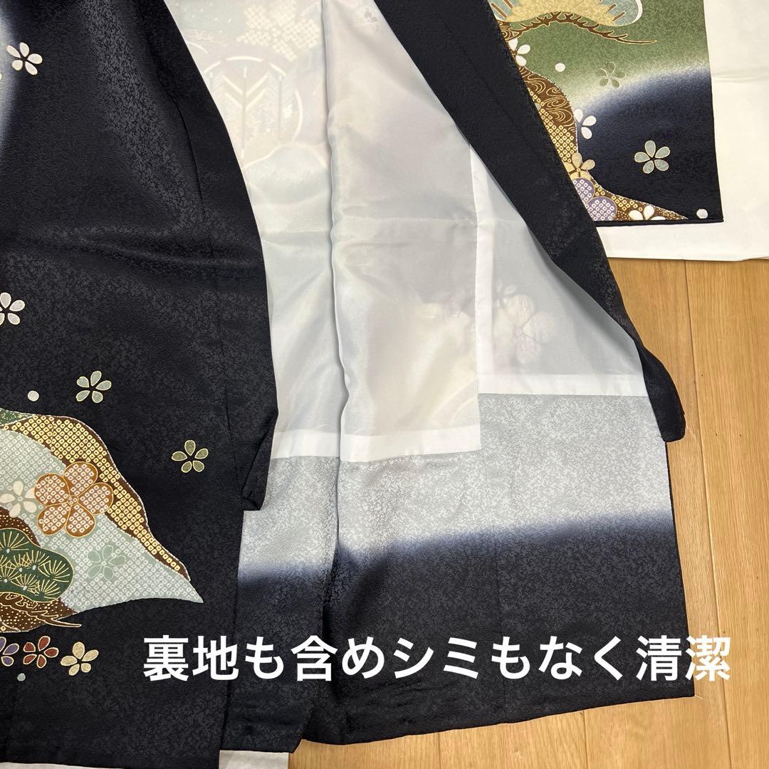 お宮参り 男児 祝い着 掛け着 熨斗目 鷹 黒◎美品