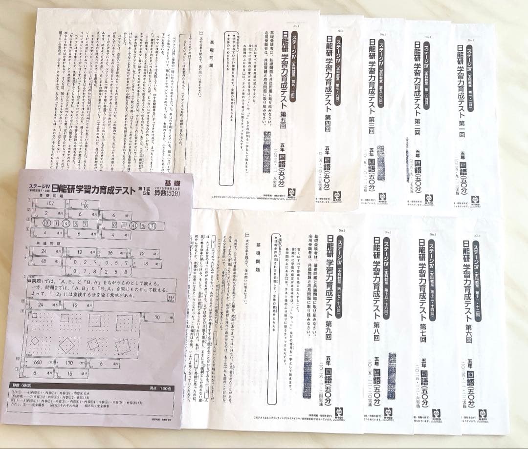 【2025年最新】日能研　5年生　育成テスト　後期4科9回分