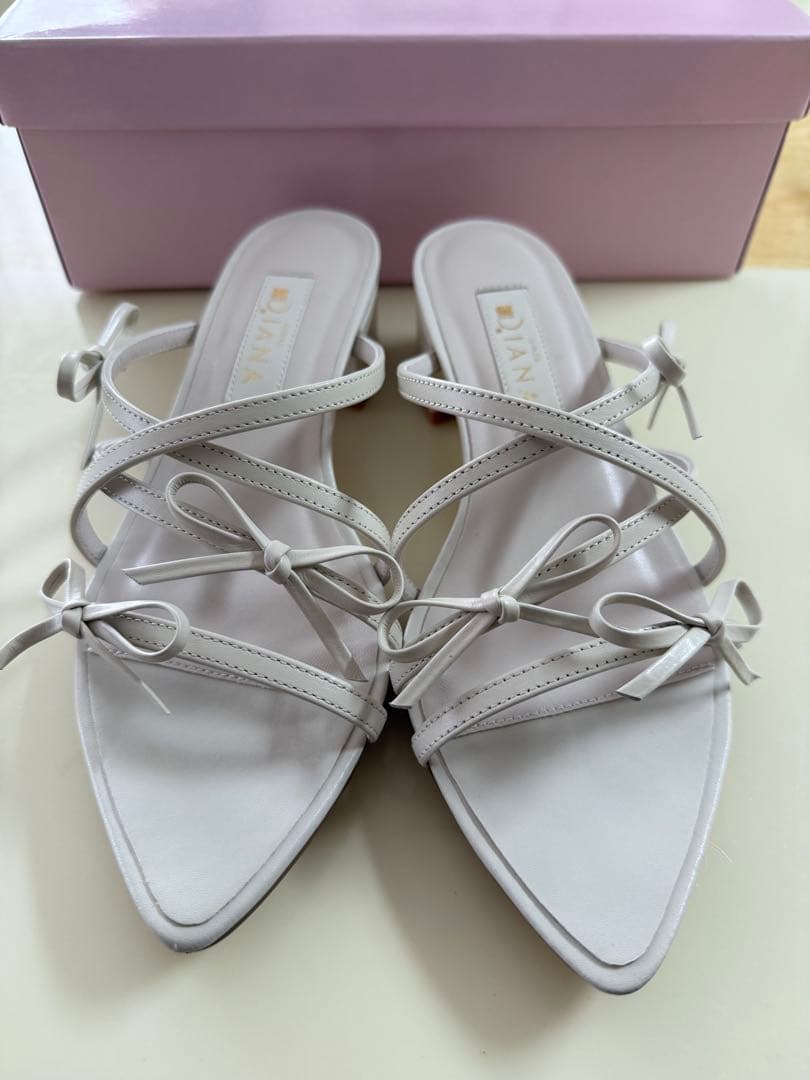 【美品✨】DIANA ダイアナ　ストリングミュールサンダル　リボン　Mサイズ