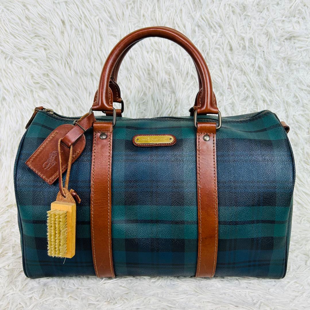 ✨美品 ポロラルフローレン ブラックウォッチ柄　ミニ ボストンバック