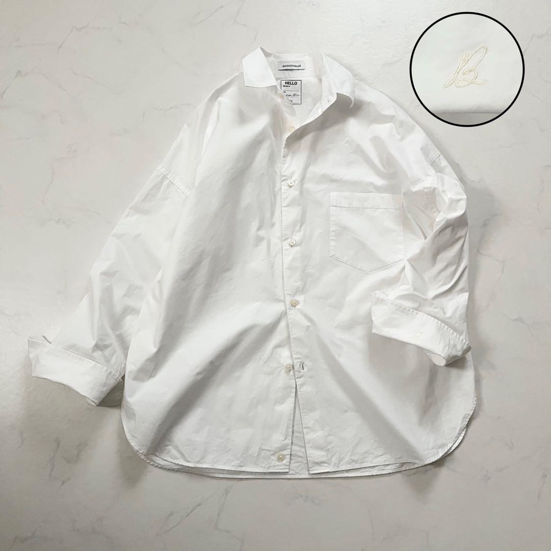 美品　マディソンブルー J.BRADLEY B刺繍 長袖シャツ 白　01サイズ