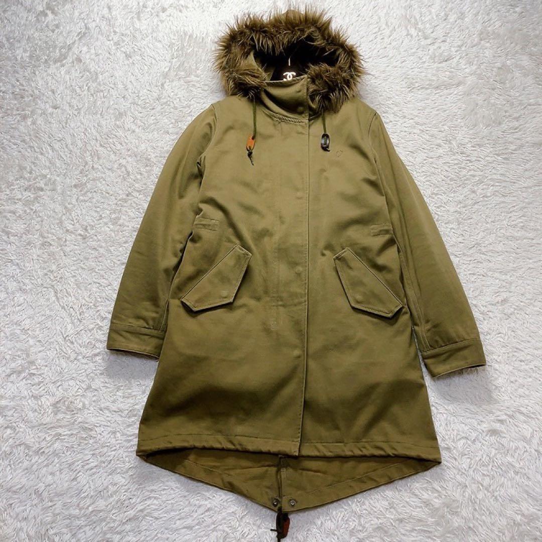 美品✨　フレッドペリー　モッズコート　ボアライナー　ファー　カーキ　 M相当