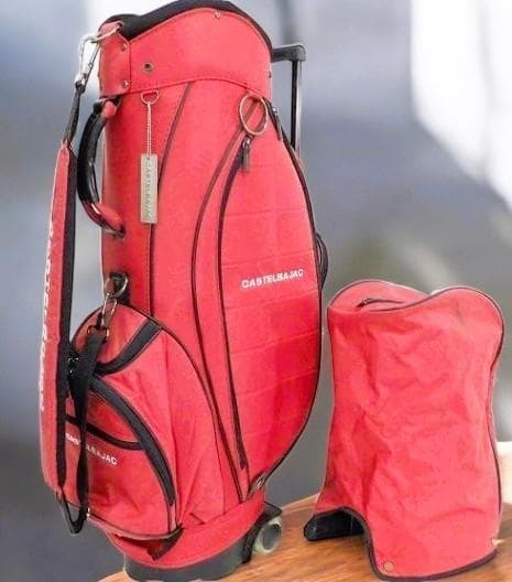 送料無料/超美品　CASTELBAJAC/キャリー付き キャディバッグRED