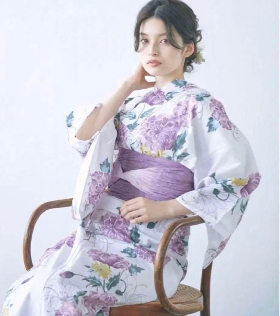 dita 浴衣　京藤色の菊重ね