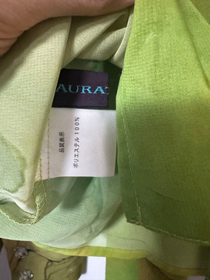 AURATIER グリーン系リボンブラウス