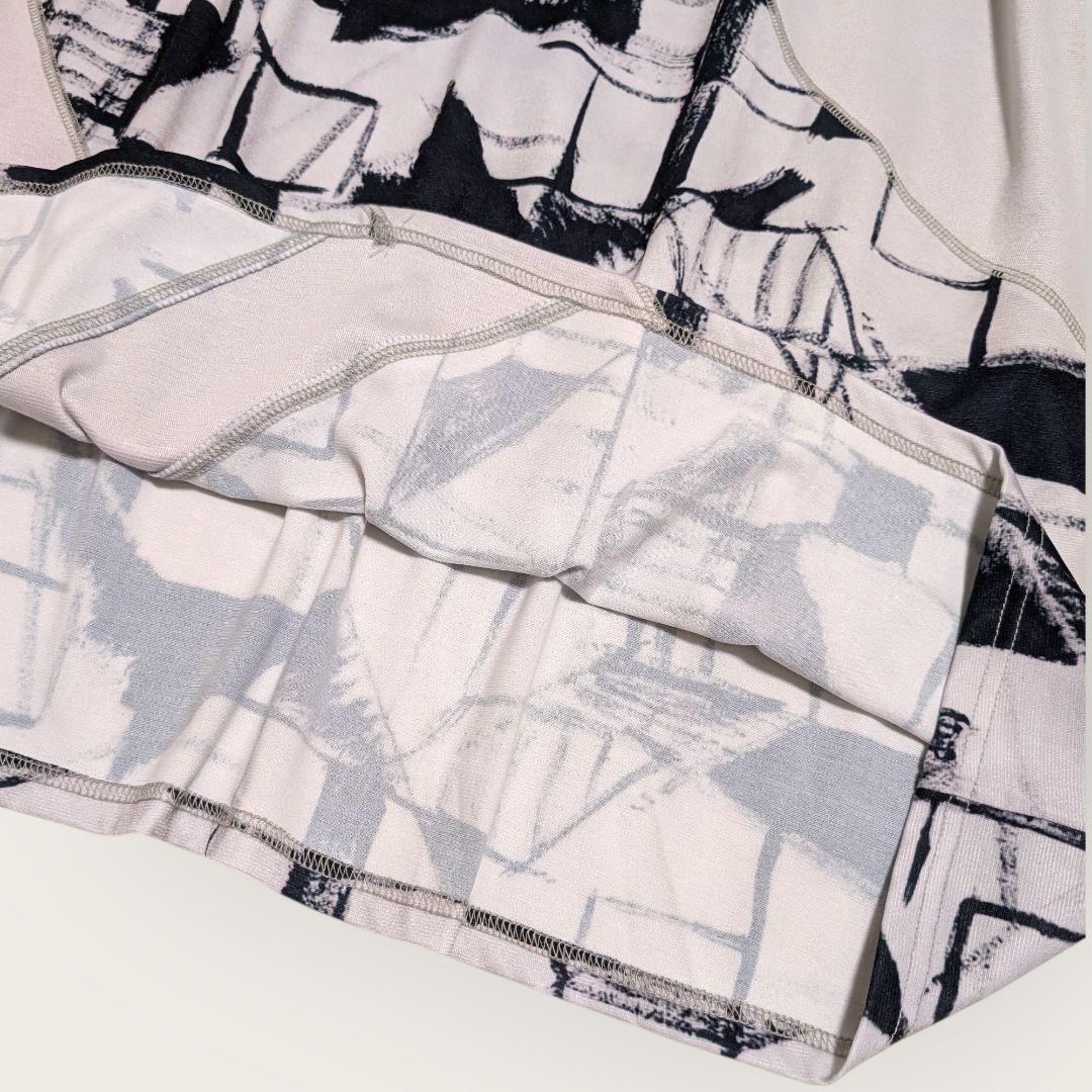 センソユニコ　UNICO　幾何学柄　アシンメトリー　ワンピース　グレー　38