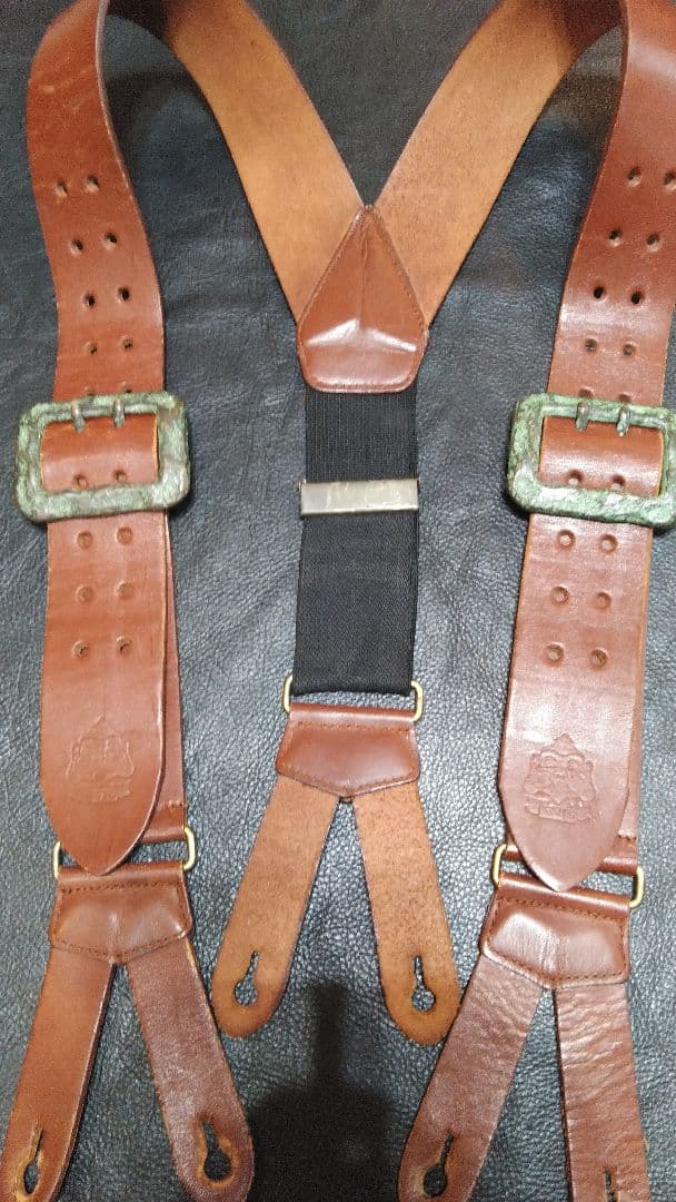 J*様 EVISU エヴィス　本革レザー サスペンダー 　ブラウン