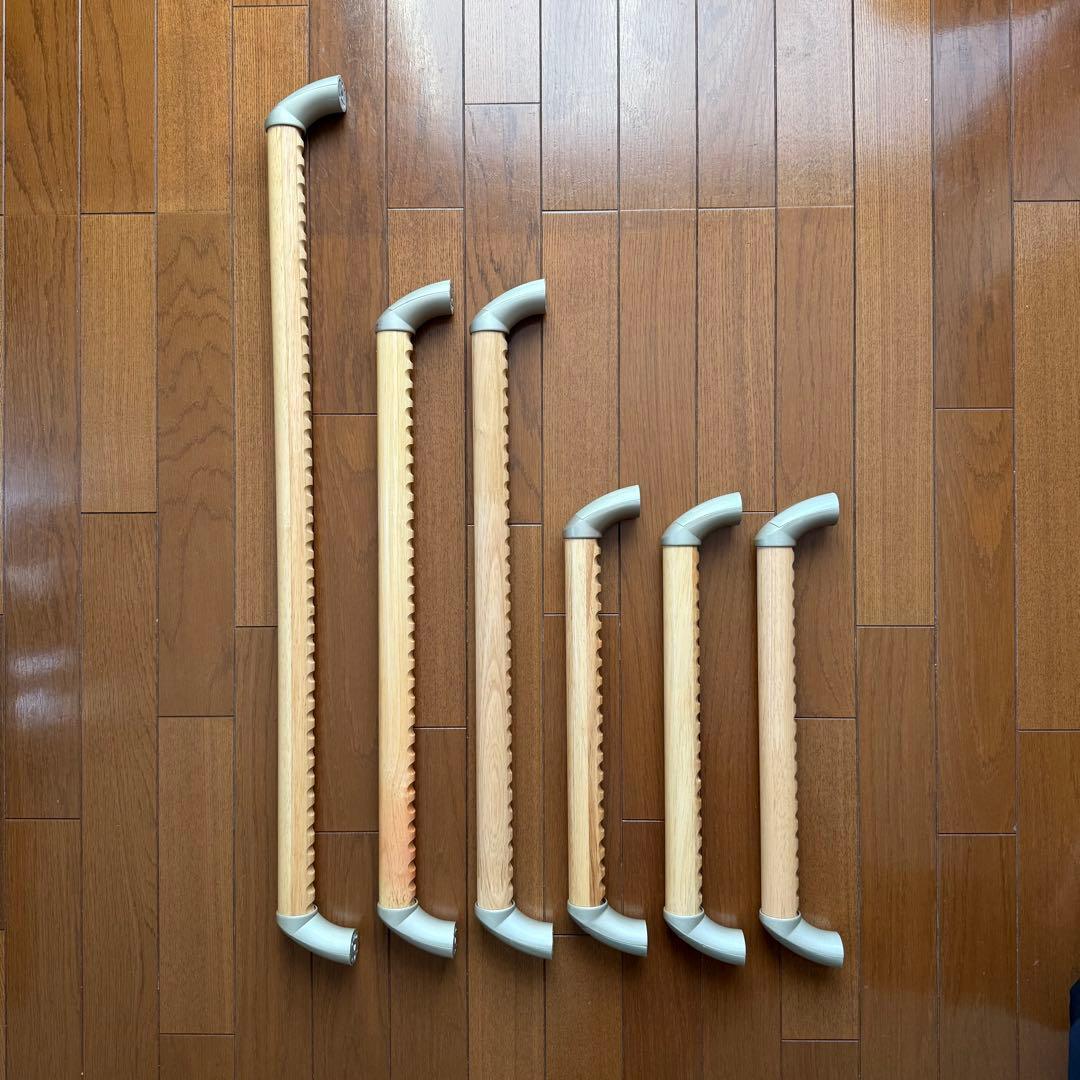 エコ手すり 6本セット　木製　縦横両用　転倒防止　歩行補助　介護