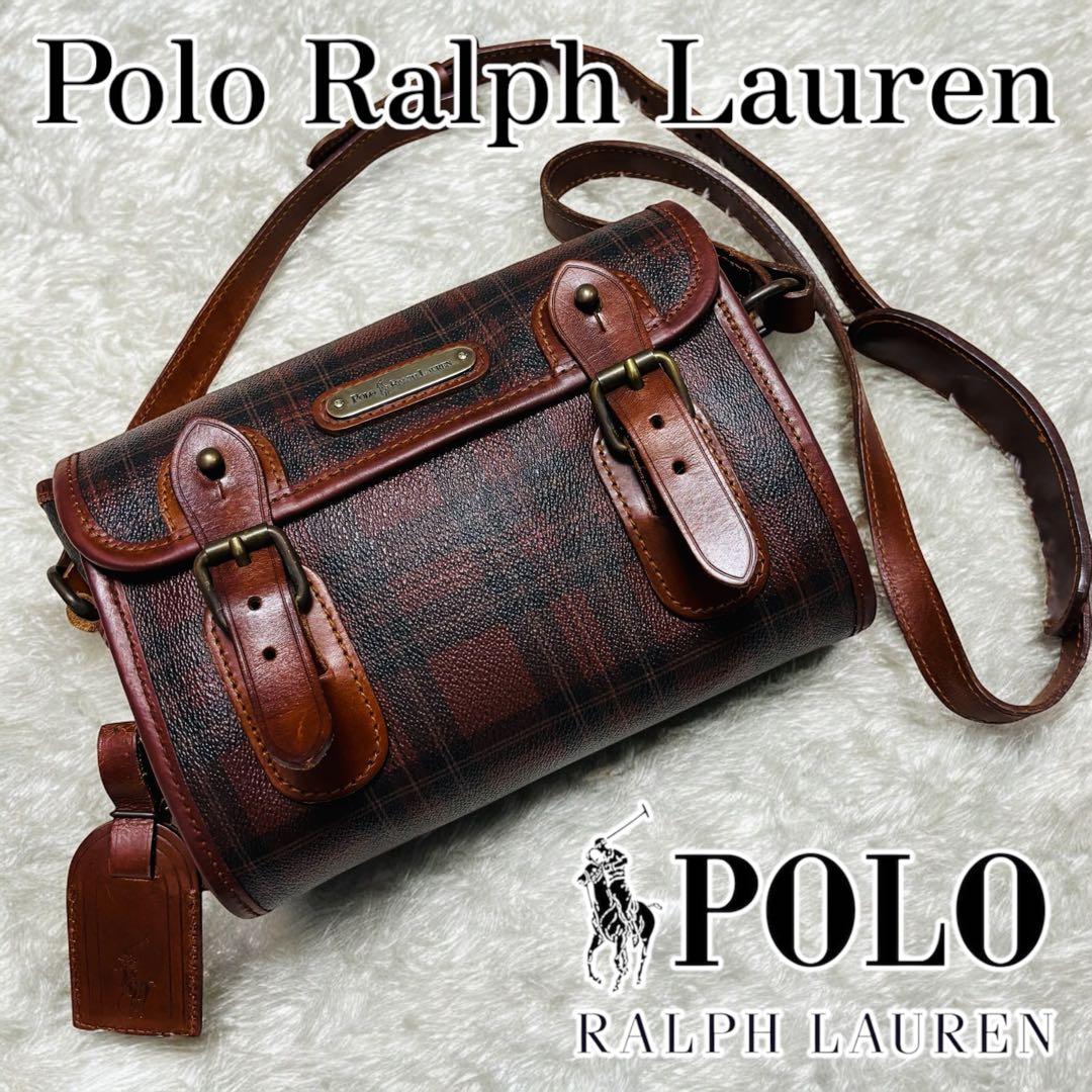 ヴィンテージ ポロ ラルフローレン チェック カバン ショルダーバッグ ブラウン