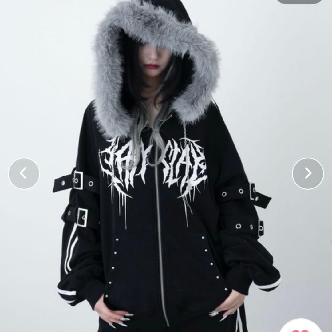 LAZYSLAY ファーフードラインパーカー