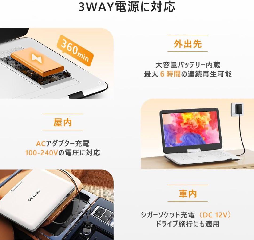 ポータブルdvdプレーヤー 17.9型 液晶 14インチ 超大画面 大容量