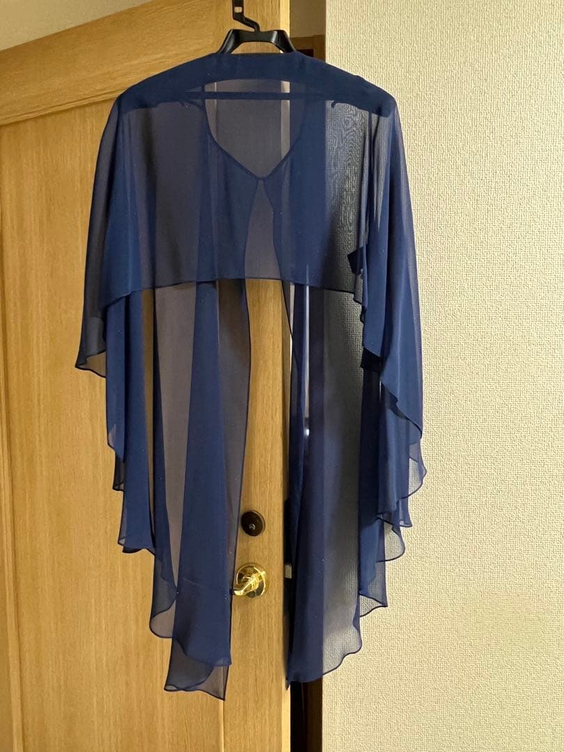 ネイビー シフォン カバーアップ ケープ ストール　パーティードレス用