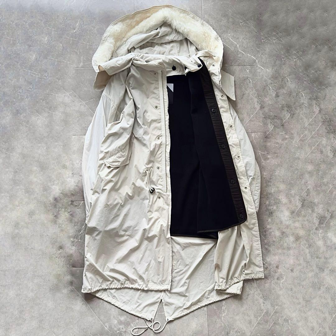 ATON × H BEAUTY&YOUTH モヘア ファー モッズコート グレー