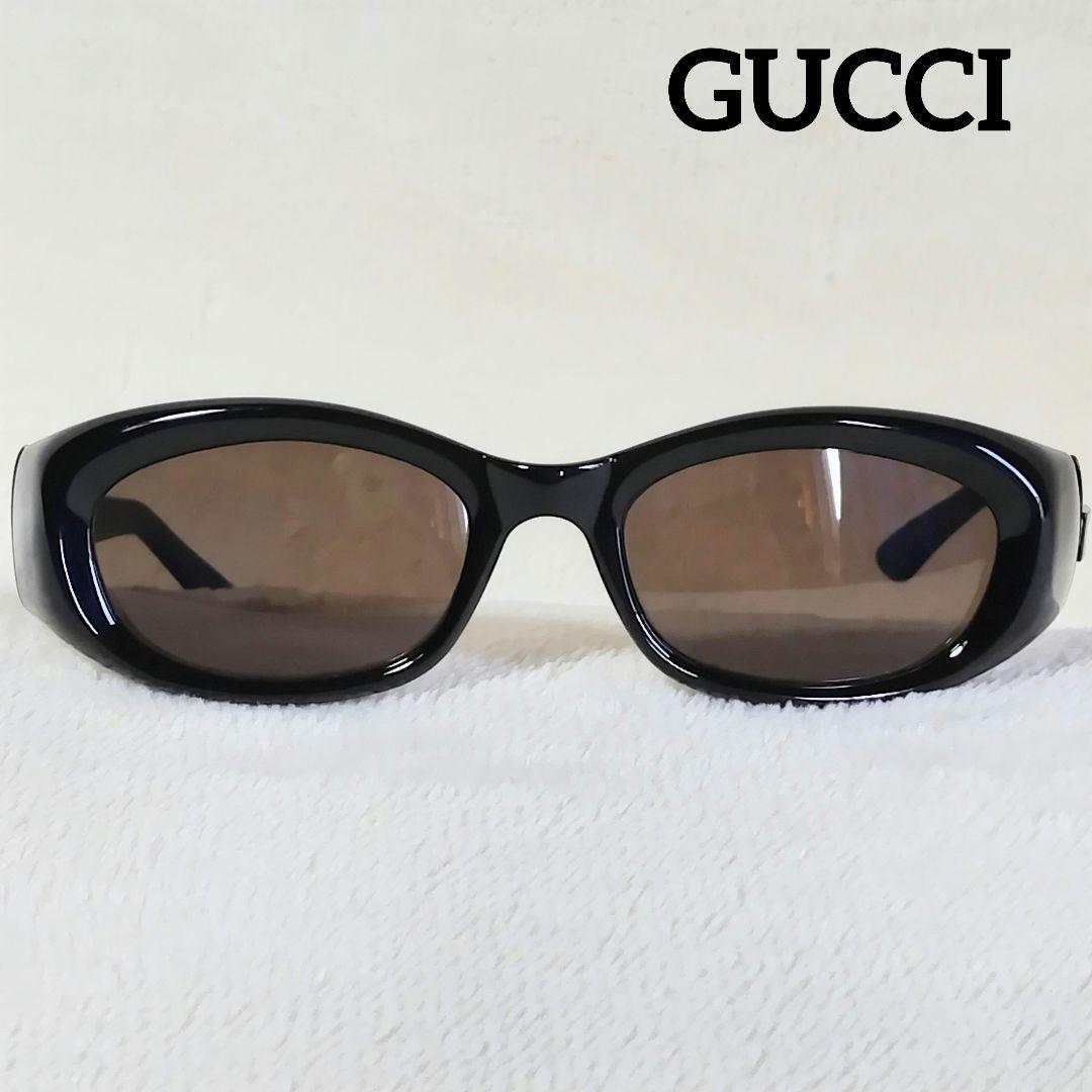 Gマーク☆GUCCI グッチ サングラス オーバル系 ブラック☆美品