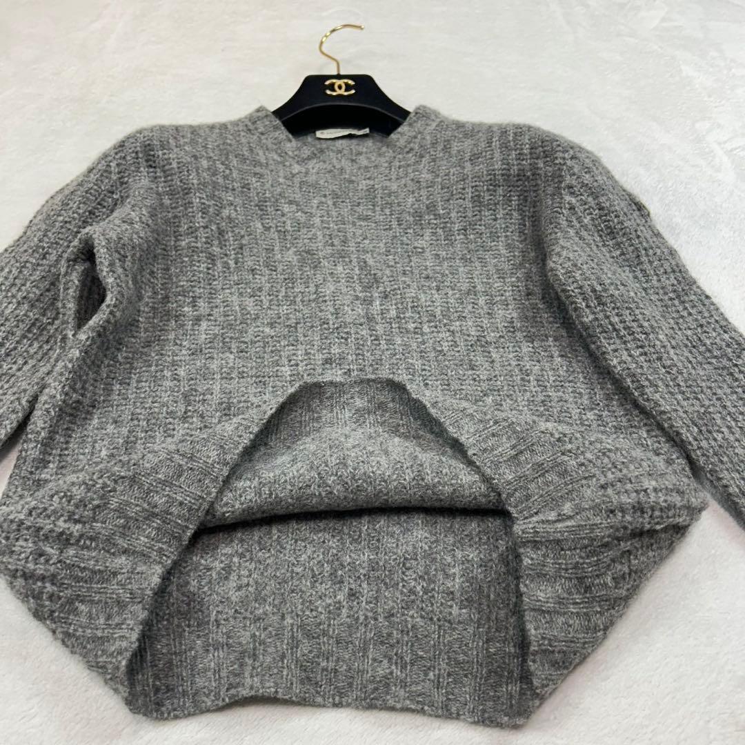 K972 美品 M モンクレール ロゴワッペン 長袖 ニット グレー メンズ
