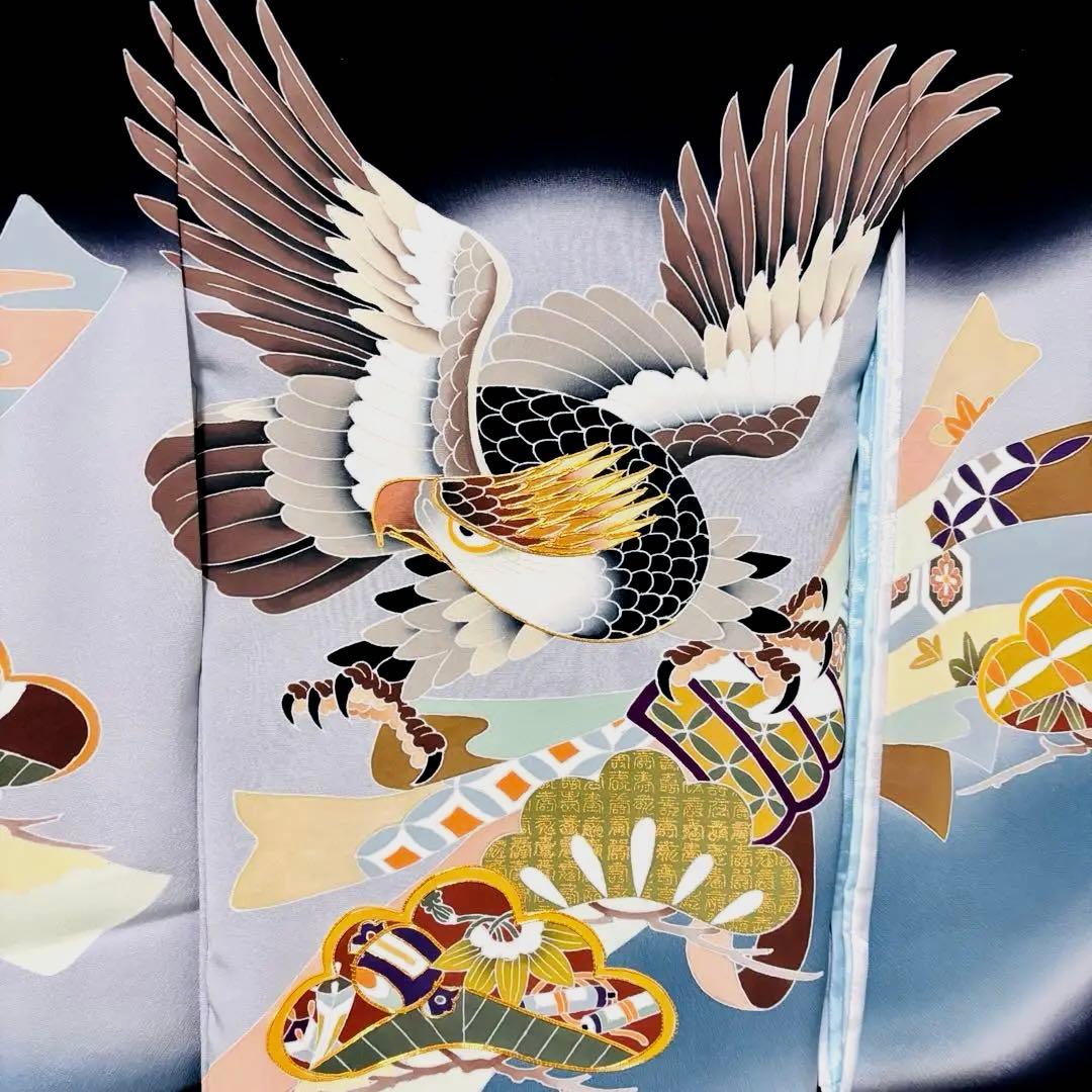 【新品】日本製 手書き 金駒刺繍 ぼかし染め 正絹 襦袢付 新品たとう紙付 黒