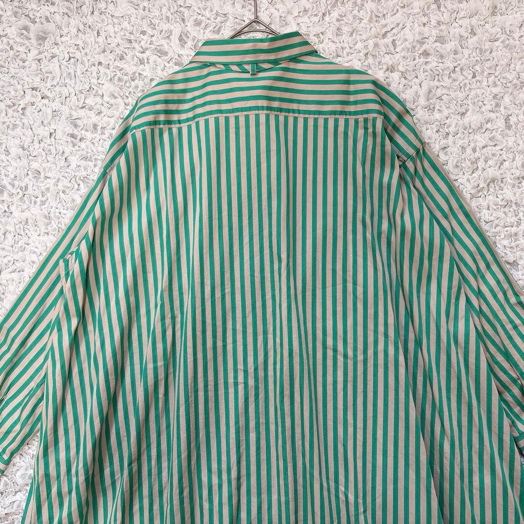 nop de nod リボン付き ストライプ シャツワンピース ロング 長袖 綿